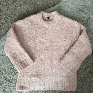 H&M Soft Fuzzy Knit Sweater Blush Pink Cozy Pullover Size M